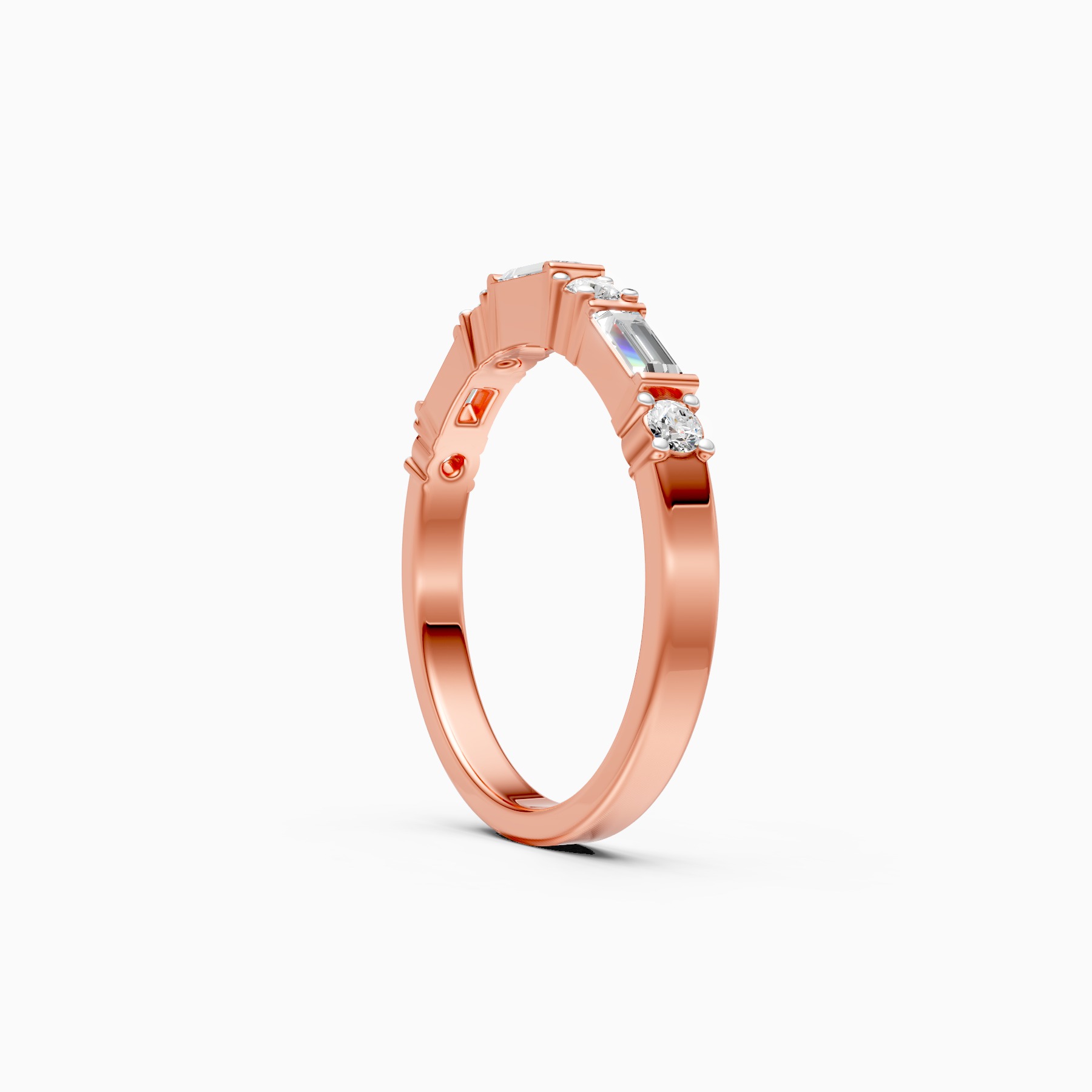 Baguette & Round Lab Grown Diamond Stacking Band